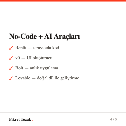 No-Code+AI platformları - Replit, v0, Bolt, Lovable karşılaştırması