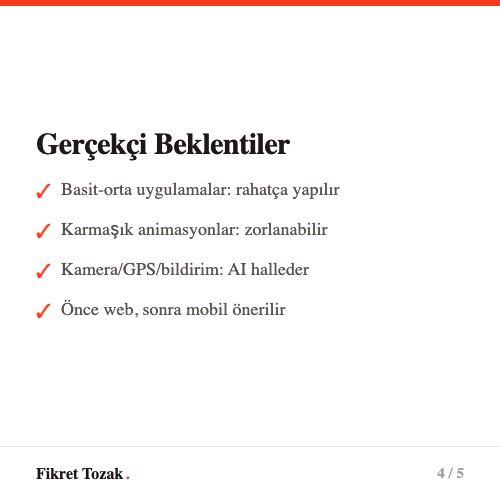 Vibecoding ile yapılabilecek mobil uygulamalar - Liste, form, e-ticaret, sosyal ağ