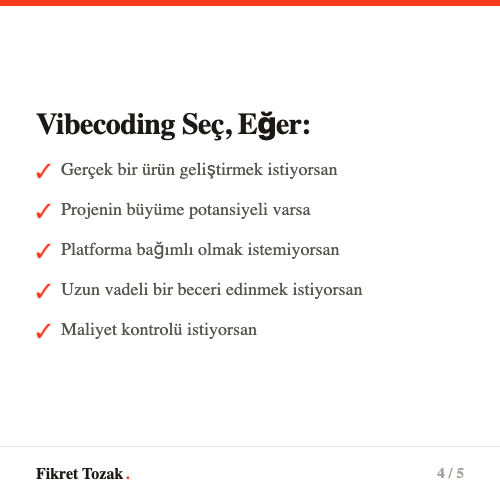 Karşılaştırma tablosu - Vibecoding vs No-Code vs Geleneksel Kodlama
