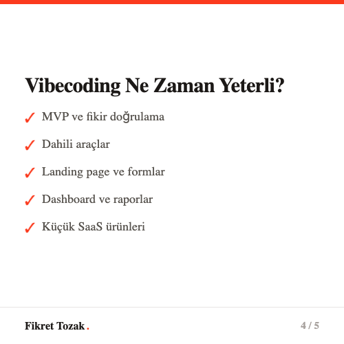 Maliyet karsilastirma tablosu - Yazilimci vs vibecoding