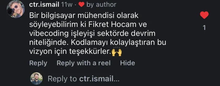 @ctr.ismail Instagram yorumu