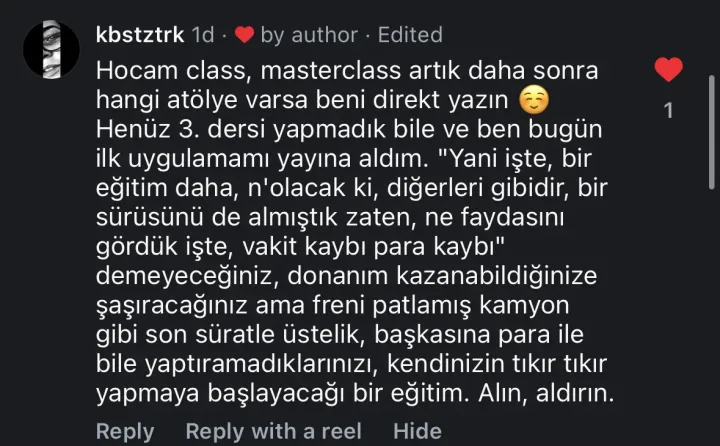 @kbstztrk Instagram yorumu