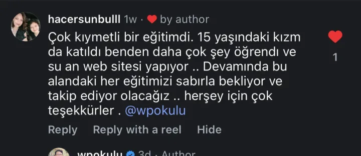 @hacersunbulll Instagram yorumu
