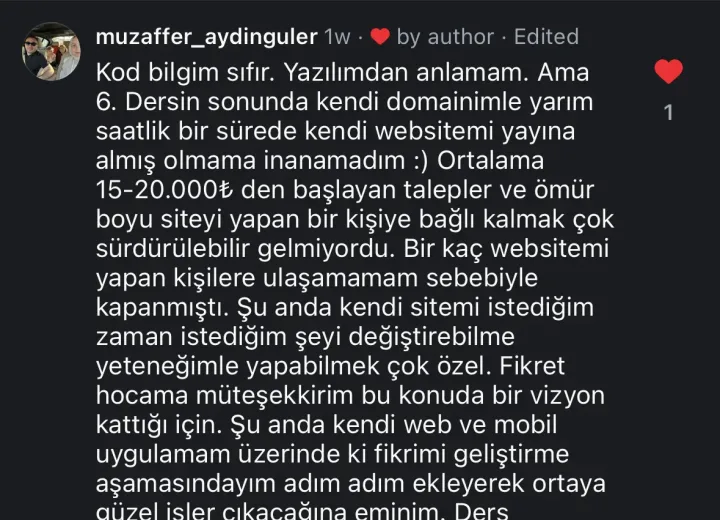@muzaffer_aydinguler Instagram yorumu