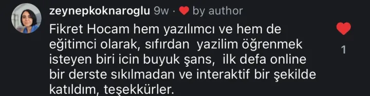 @zeynepkoknaroglu Instagram yorumu