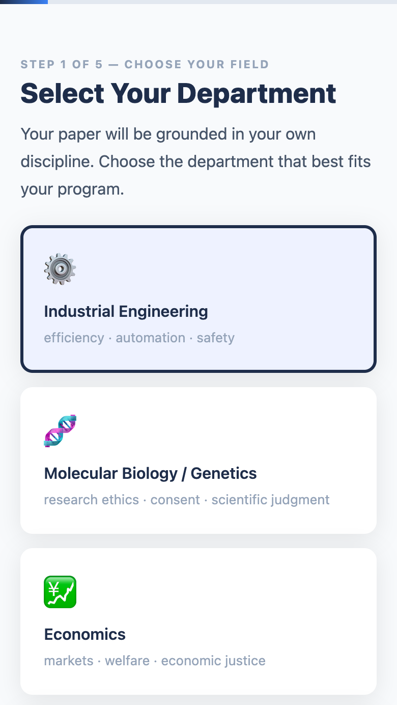 Details of the selected department