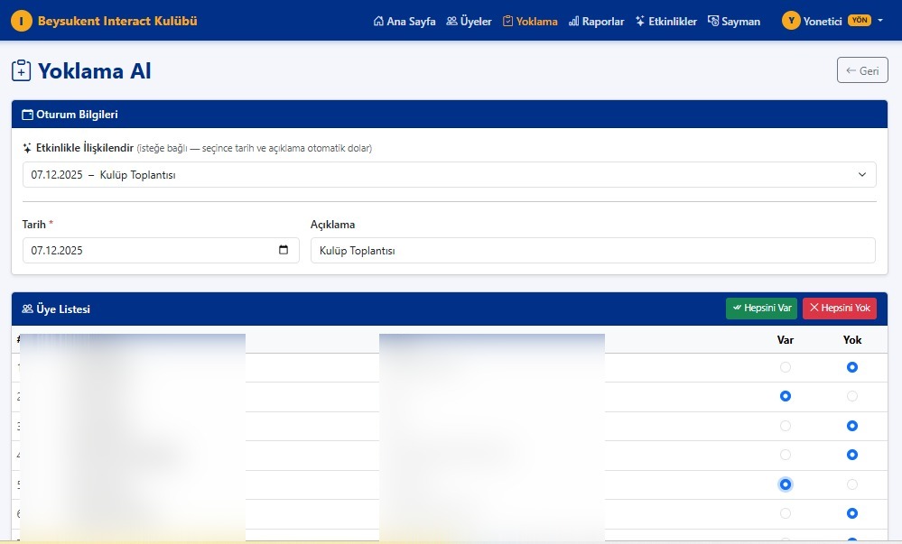 Attendance system